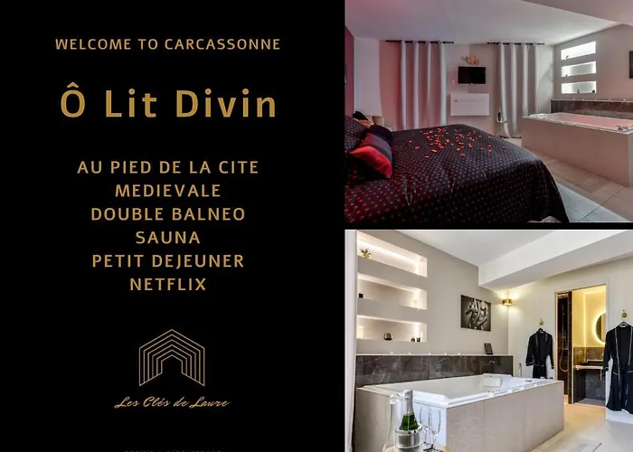Les Gites De Laure - O Lit Divin, Instant De Volupte, Balneo Sauna, Climatisation, Netflix, 160M De La Cite Medievale