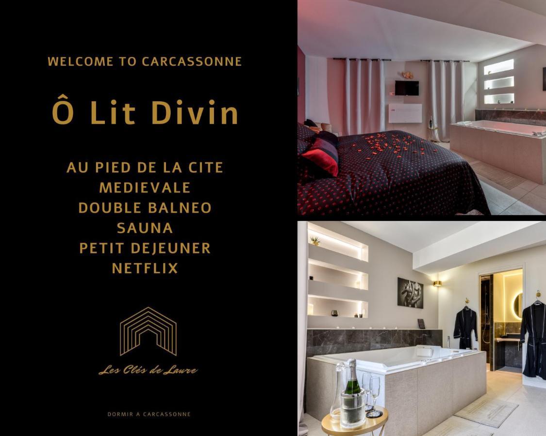 Les De Laure - O Lit Divin, Instant De Volupte, Balneo Sauna, Climatisation, Netflix, 160m De La Cite Medievale Carcassonne